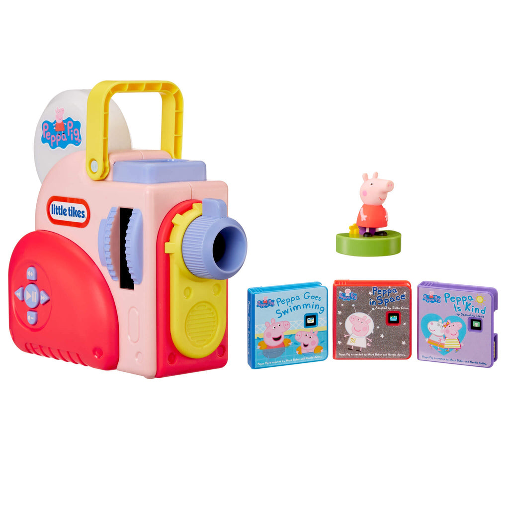 Story Dream Machine with Peppa Pig figure and three books on a white background